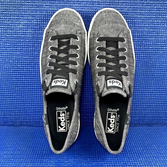 KEDS KICKSTART DENIM TWILL Women`s Size 7.5 Grey Black Comfort Shoes WF58556 - Picture 6 of 8